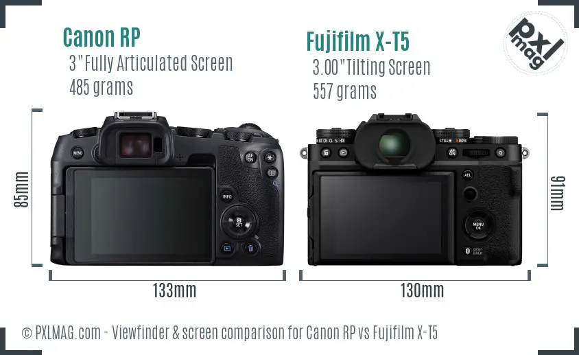Canon RP vs Fujifilm X-T5 Screen and Viewfinder comparison