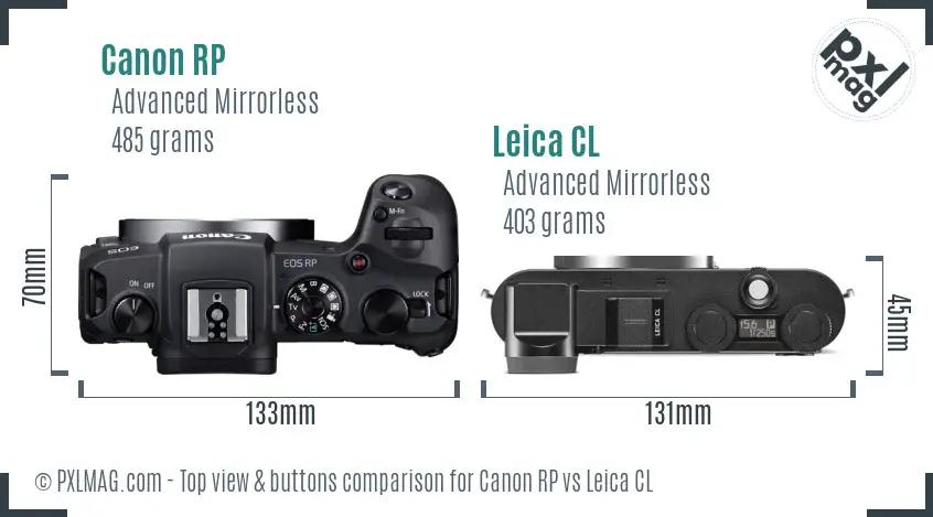 Canon RP vs Leica CL top view buttons comparison