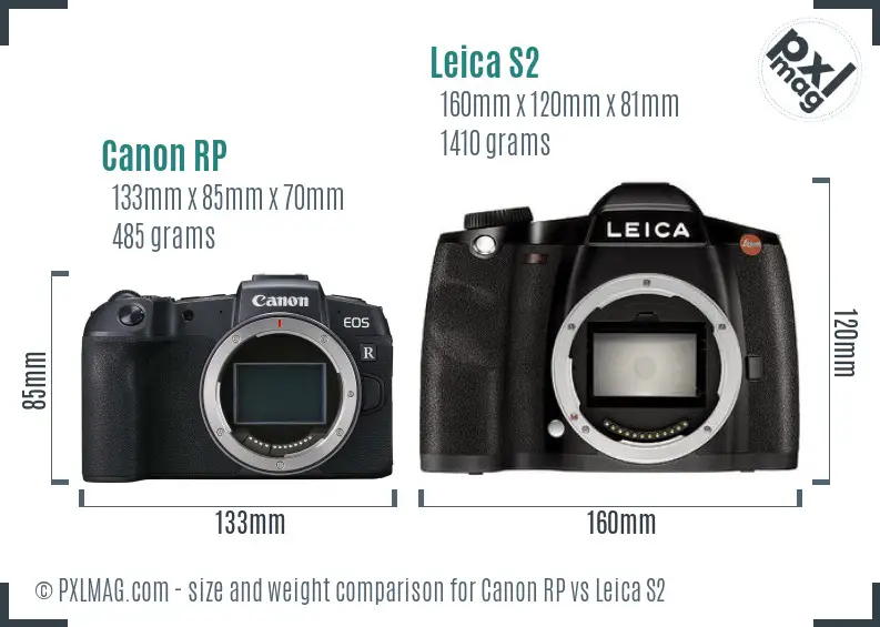 Canon RP vs Leica S2 size comparison