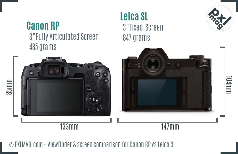 Canon RP vs Leica SL Screen and Viewfinder comparison