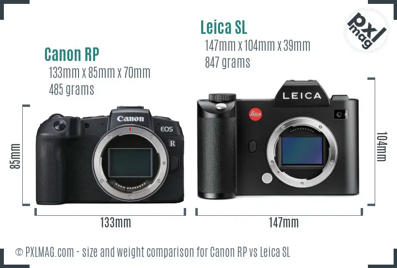 Canon RP vs Leica SL size comparison
