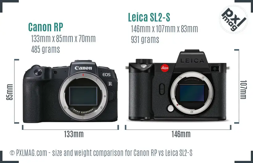 Canon RP vs Leica SL2-S size comparison