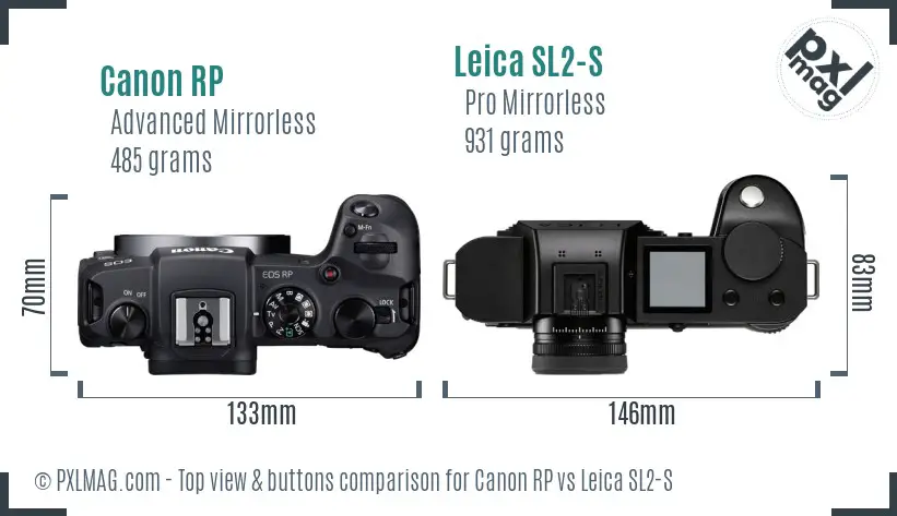 Canon RP vs Leica SL2-S top view buttons comparison