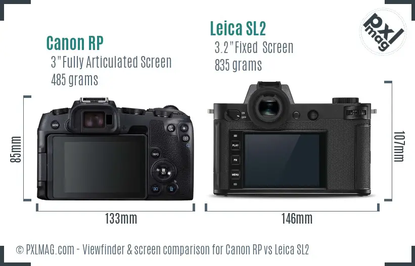 Canon RP vs Leica SL2 Screen and Viewfinder comparison