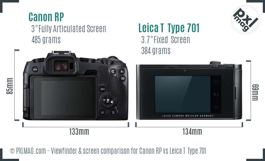 Canon RP vs Leica T  Type 701 Screen and Viewfinder comparison