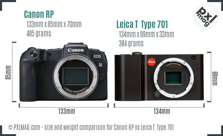 Canon RP vs Leica T  Type 701 size comparison