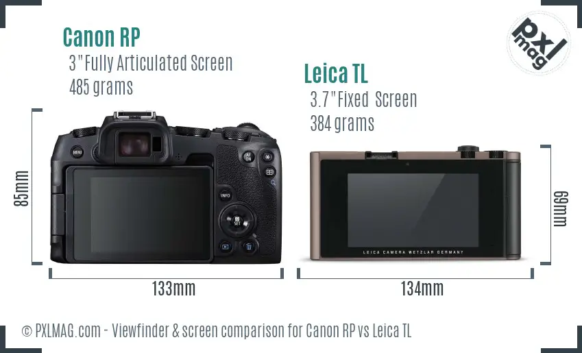 Canon RP vs Leica TL Screen and Viewfinder comparison Canon RP vs Leica TL Screen and Viewfinder comparison