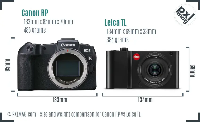 Canon RP vs Leica TL size comparison Canon RP vs Leica TL size comparison