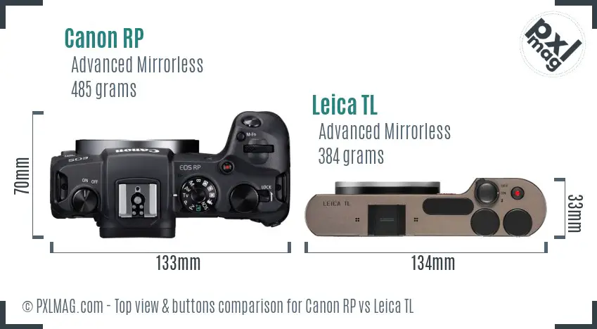 Canon RP vs Leica TL top view buttons comparison Canon RP vs Leica TL top view buttons comparison