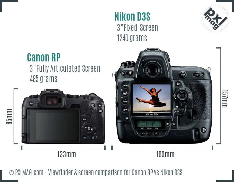 Canon RP vs Nikon D3S Screen and Viewfinder comparison Canon RP vs Nikon D3S Screen and Viewfinder comparison