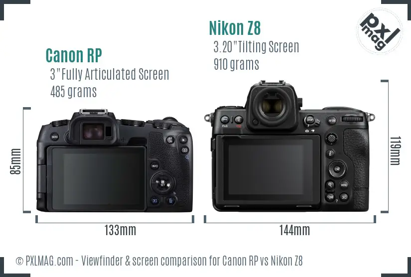 Canon RP vs Nikon Z8 Screen and Viewfinder comparison Canon RP vs Nikon Z8 Screen and Viewfinder comparison
