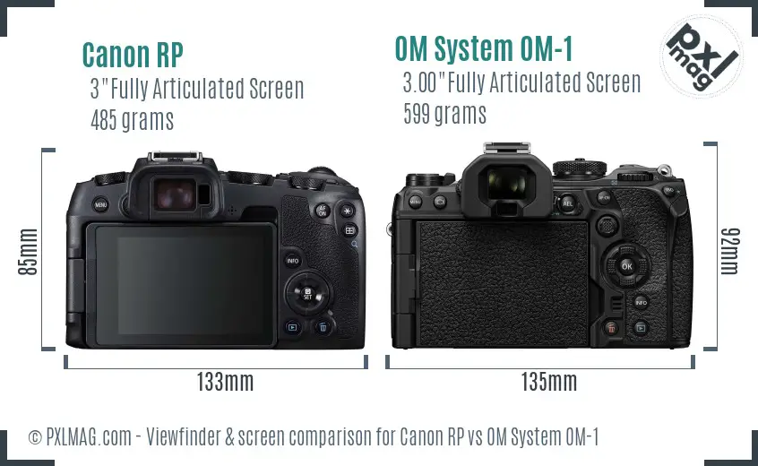 Canon RP vs OM System OM-1 Screen and Viewfinder comparison Canon RP vs OM System OM-1 Screen and Viewfinder comparison