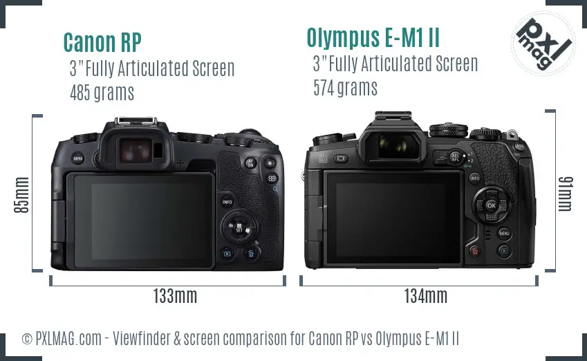 Canon RP vs Olympus E-M1 II Screen and Viewfinder comparison