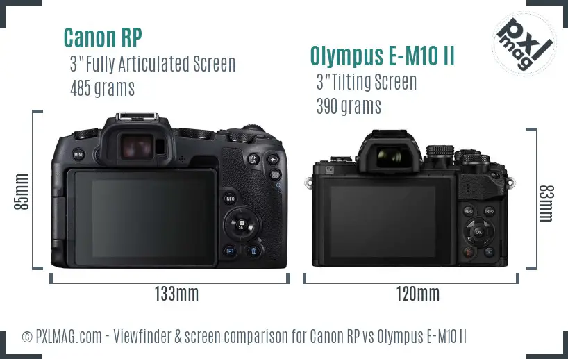 Canon RP vs Olympus E-M10 II Screen and Viewfinder comparison