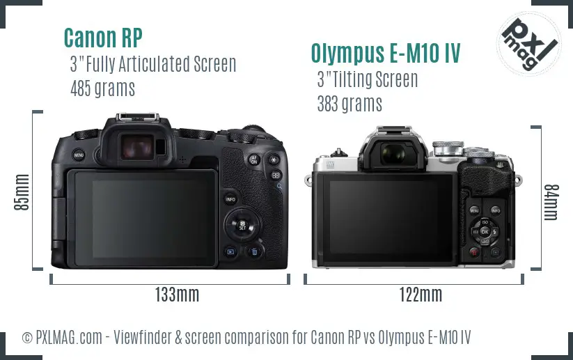 Canon RP vs Olympus E-M10 IV Screen and Viewfinder comparison