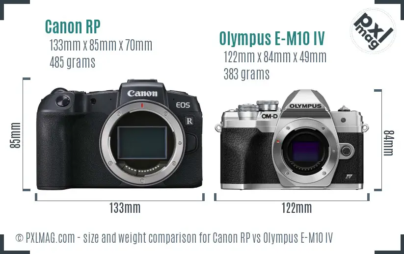 Canon RP vs Olympus E-M10 IV size comparison
