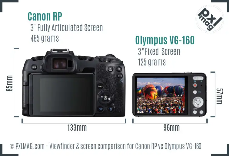 Canon RP vs Olympus VG-160 Screen and Viewfinder comparison