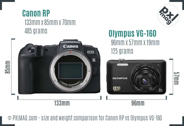 Canon RP vs Olympus VG-160 size comparison