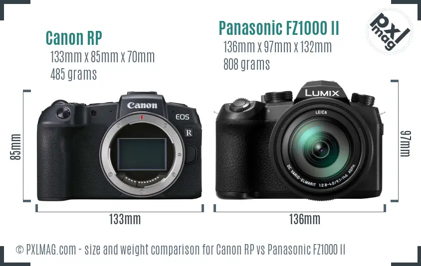 Canon RP vs Panasonic FZ1000 II size comparison Canon RP vs Panasonic FZ1000 II size comparison