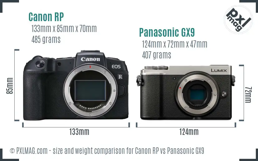 Canon RP vs Panasonic GX9 size comparison