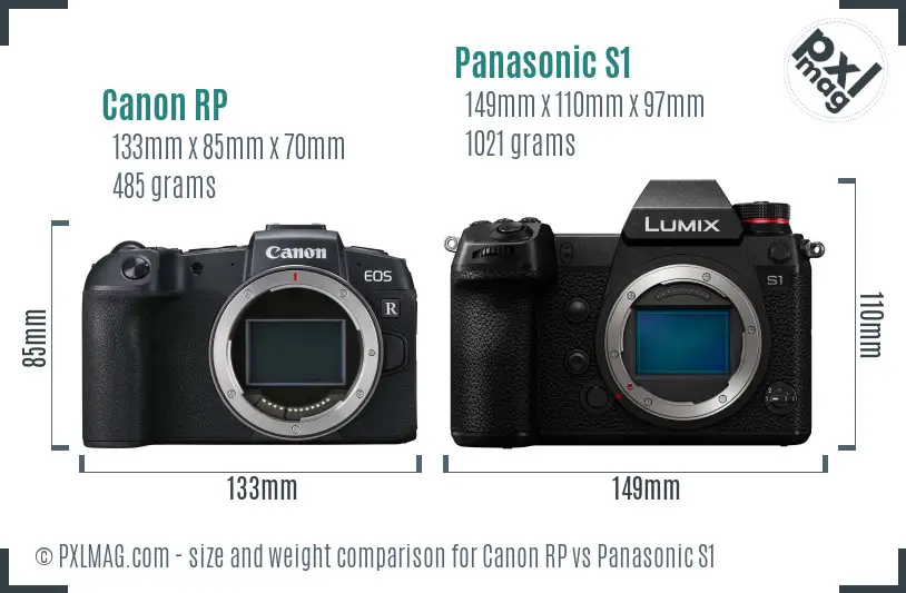 Canon RP vs Panasonic S1 size comparison