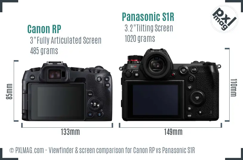 Canon RP vs Panasonic S1R Screen and Viewfinder comparison