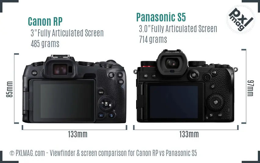 Canon RP vs Panasonic S5 Screen and Viewfinder comparison
