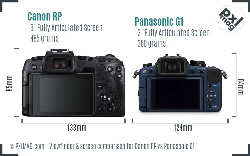 Canon RP vs Panasonic G1 Screen and Viewfinder comparison