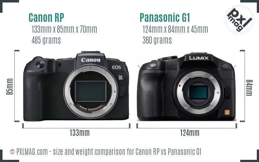 Canon RP vs Panasonic G1 size comparison