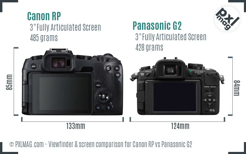 Canon RP vs Panasonic G2 Screen and Viewfinder comparison