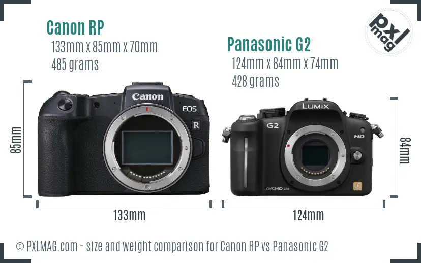 Canon RP vs Panasonic G2 size comparison