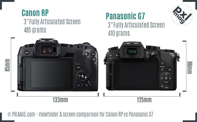 Canon RP vs Panasonic G7 Screen and Viewfinder comparison