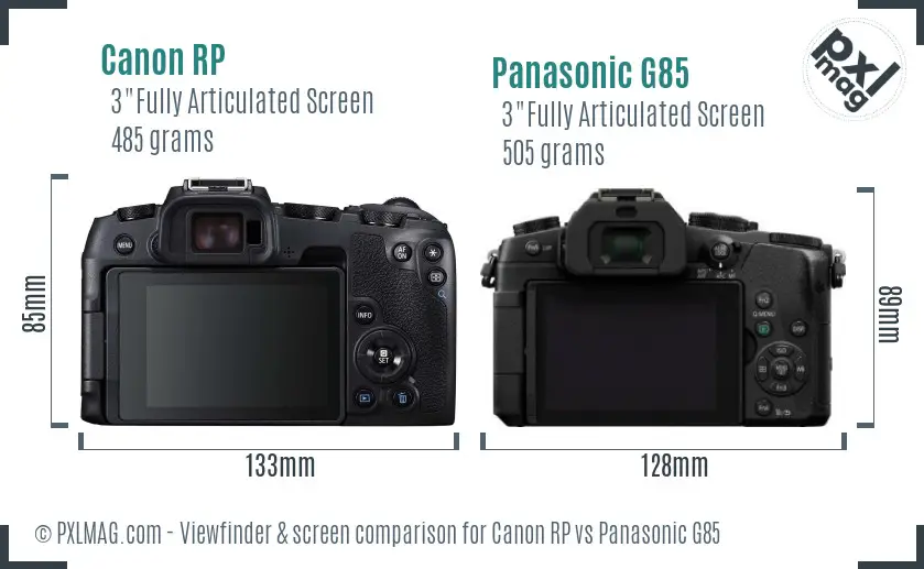 Canon RP vs Panasonic G85 Screen and Viewfinder comparison