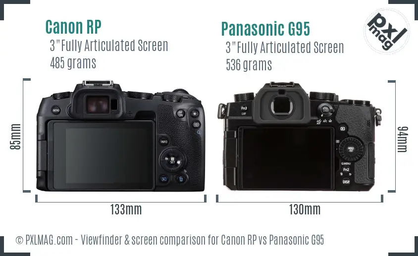 Canon RP vs Panasonic G95 Screen and Viewfinder comparison