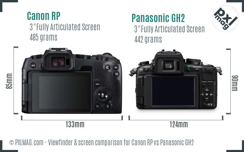 Canon RP vs Panasonic GH2 Screen and Viewfinder comparison