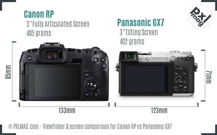 Canon RP vs Panasonic GX7 Screen and Viewfinder comparison