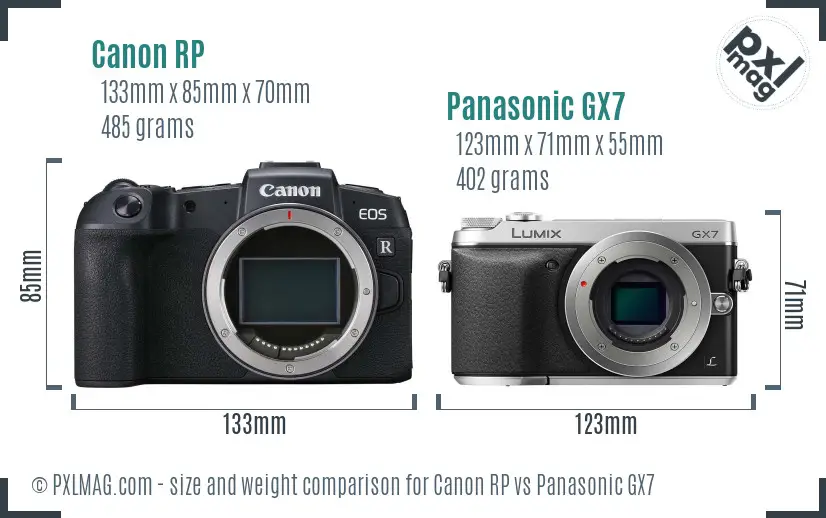 Canon RP vs Panasonic GX7 size comparison