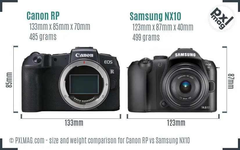 Canon RP vs Samsung NX10 size comparison