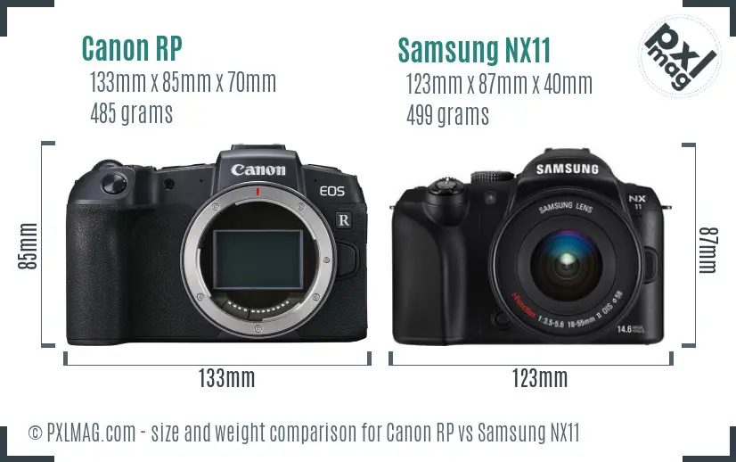 Canon RP vs Samsung NX11 size comparison