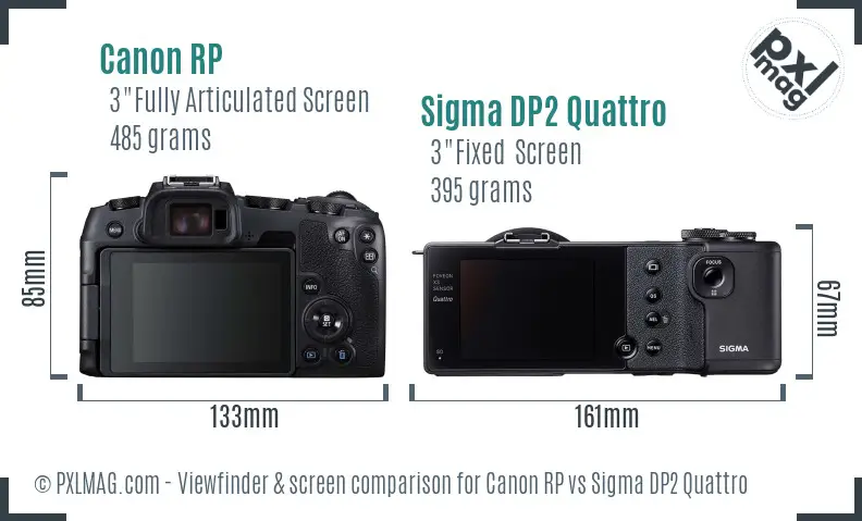 Canon RP vs Sigma DP2 Quattro Screen and Viewfinder comparison