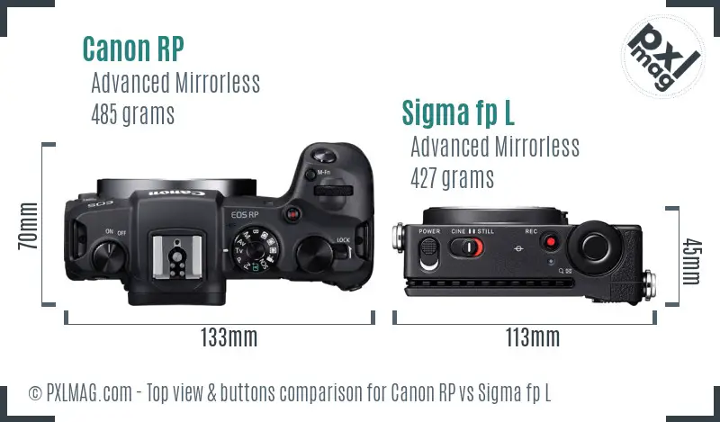 Canon RP vs Sigma fp L top view buttons comparison