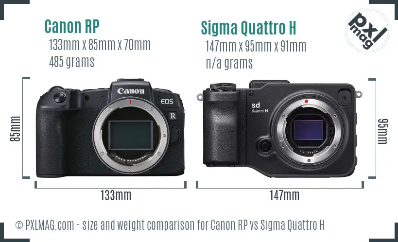 Canon RP vs Sigma Quattro H size comparison