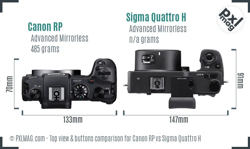 Canon RP vs Sigma Quattro H top view buttons comparison