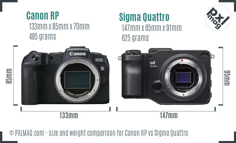 Canon RP vs Sigma Quattro size comparison