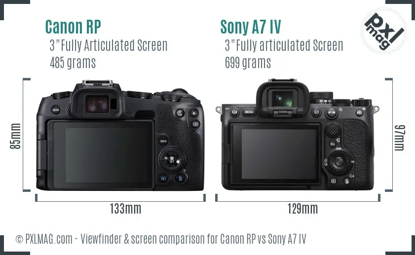 Canon RP vs Sony A7 IV Screen and Viewfinder comparison