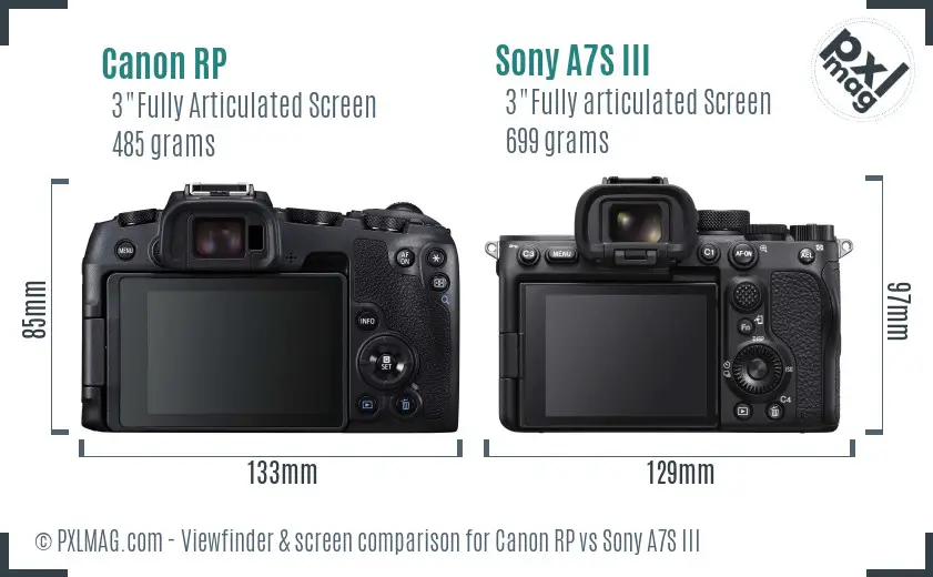 Canon RP vs Sony A7S III Screen and Viewfinder comparison