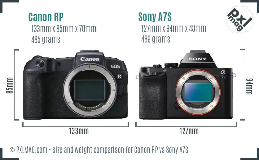 Canon RP vs Sony A7S size comparison Canon RP vs Sony A7S size comparison