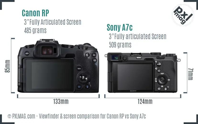 Canon RP vs Sony A7c Screen and Viewfinder comparison
