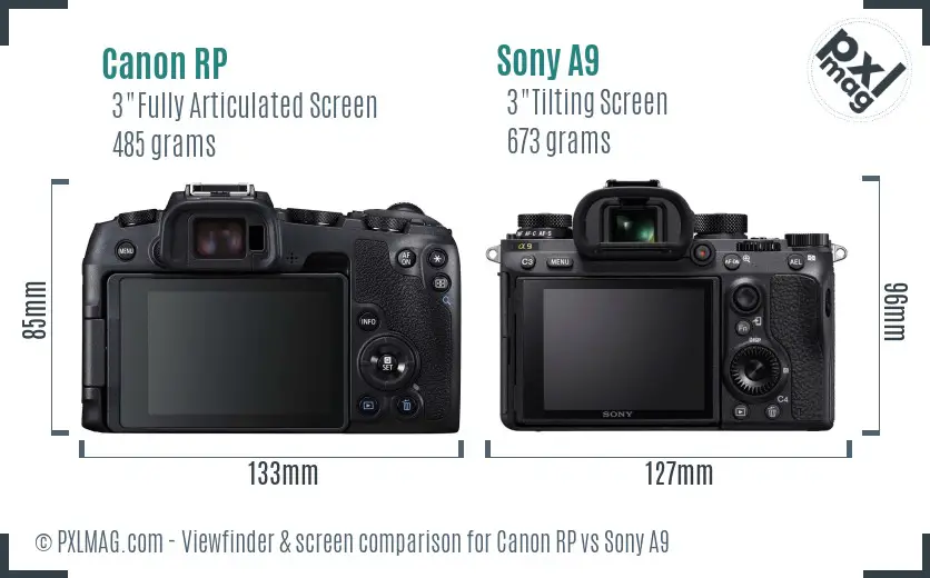 Canon RP vs Sony A9 Screen and Viewfinder comparison