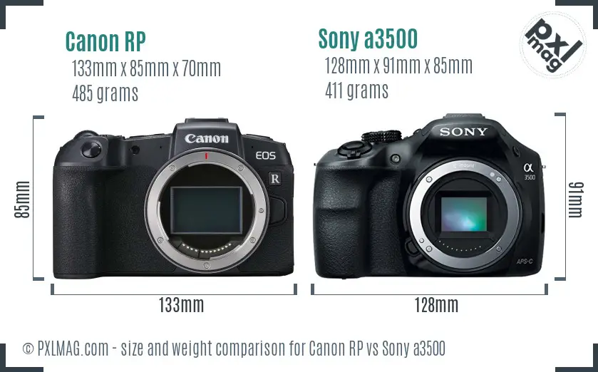 Canon RP vs Sony a3500 size comparison